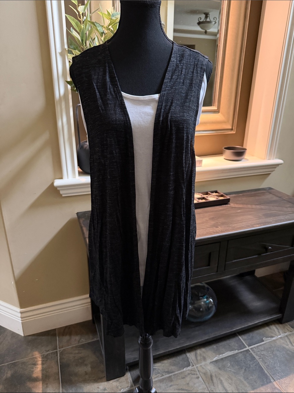 Love & Legend Black Sleeveless Drape Cardigan